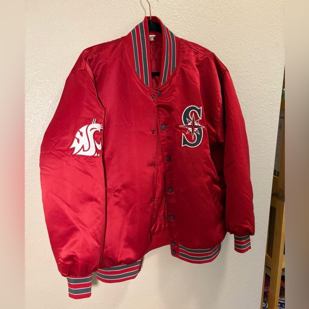 Red WSU Jacket with Embroidered Logos
